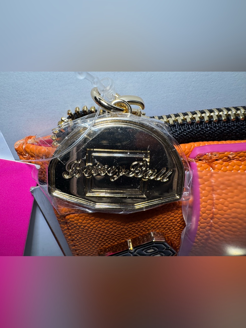Betsey Johnson "Don't Block Me" Basketball Bifold Wallet in orange - Picture 3 of 6